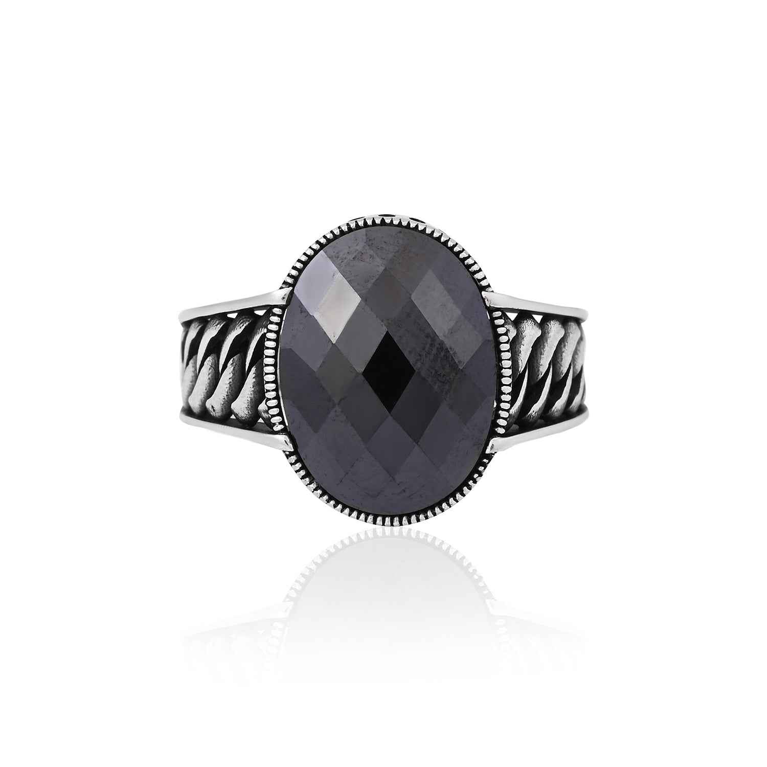 Silver Antique Black Stone Ring - Flâneur Global® | FG | 925 Fine Silver Jewelry & Accessories