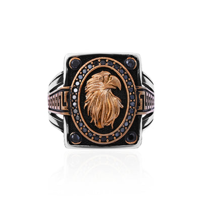 Silver Antique Gold Eagle Ring - Flâneur Global® | FG | 925 Fine Silver Jewelry & Accessories 
