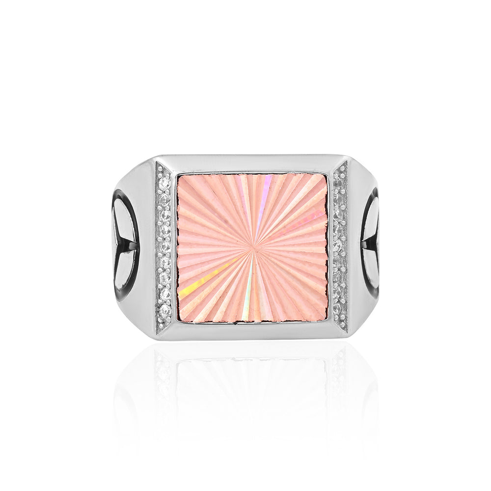 Dual-Tone Silver & Rose Gold Mercedes-Benz Inspired Ring