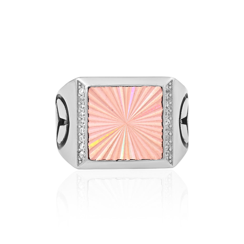 Dual-Tone Silver & Rose Gold Mercedes-Benz Inspired Ring - Flâneur Global® | FG | 925 Fine Silver Jewelry & Accessories 