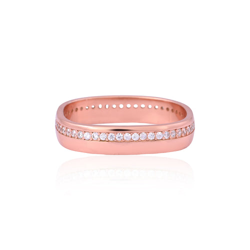 Elegant Rose Gold-Tone Band with Sparkling Zircon Accents Men's Bands