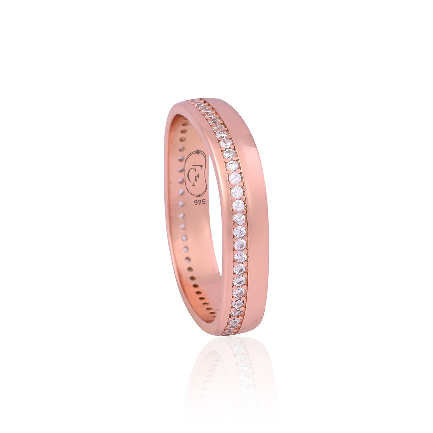 Elegant Rose Gold-Tone Band with Sparkling Zircon Accents