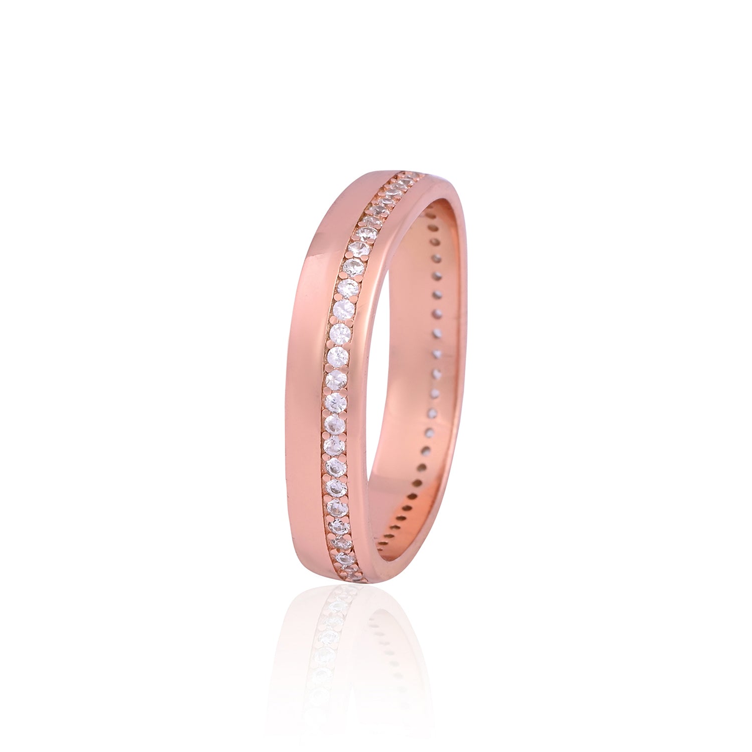 Elegant Rose Gold-Tone Band with Sparkling Zircon Accents