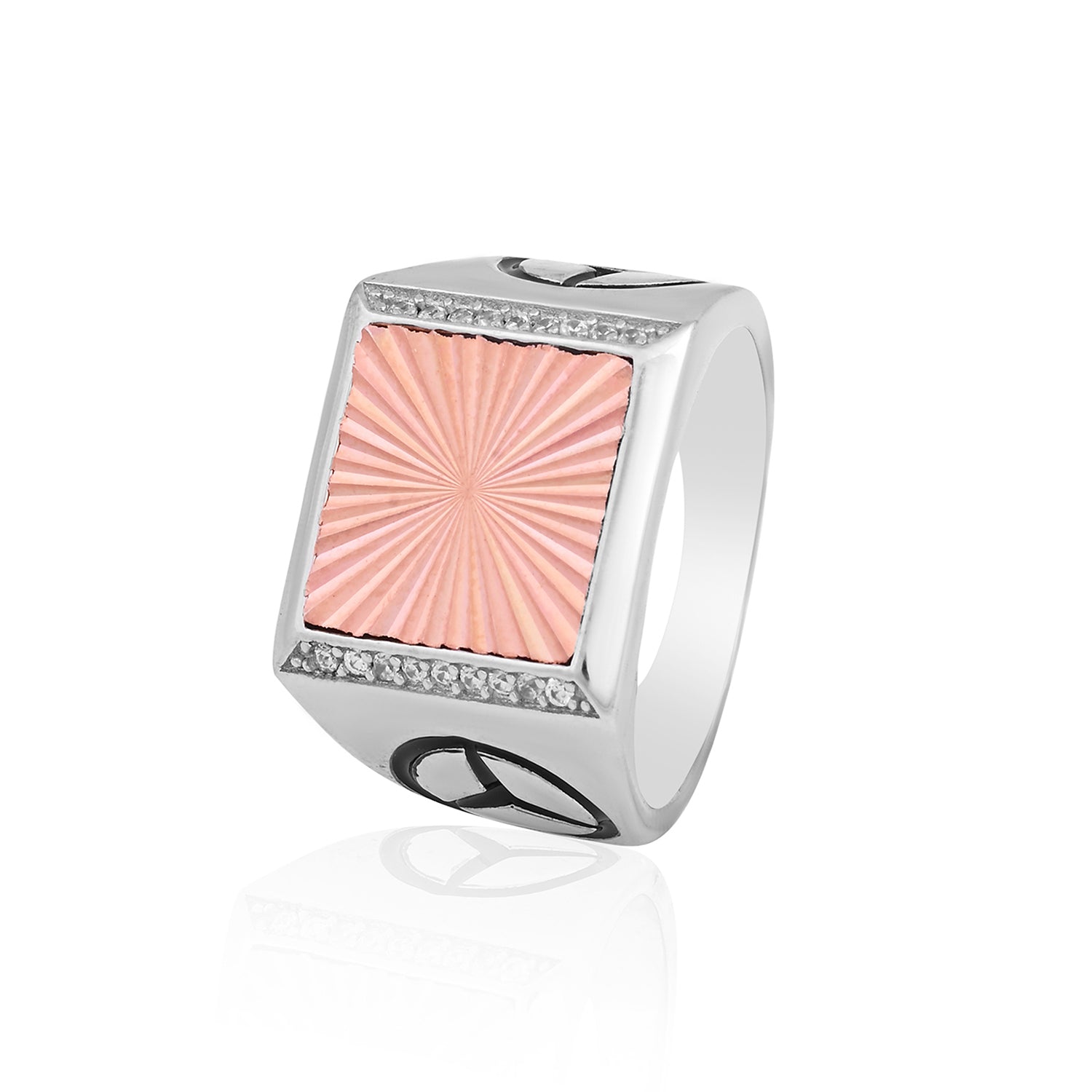 Dual-Tone Silver & Rose Gold Mercedes-Benz Inspired Ring