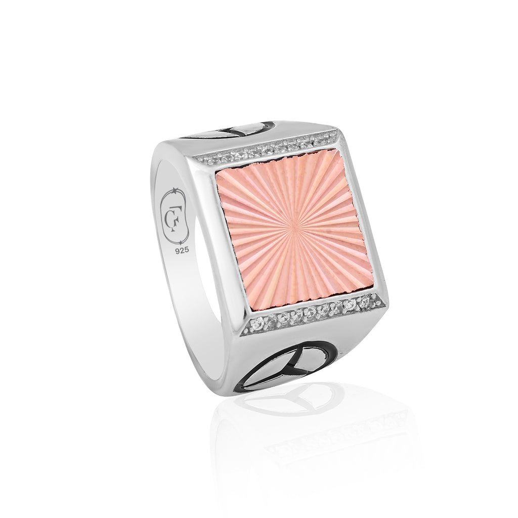 Dual-Tone Silver & Rose Gold Mercedes-Benz Inspired Ring - Flâneur Global® | FG | 925 Fine Silver Jewelry & Accessories 
