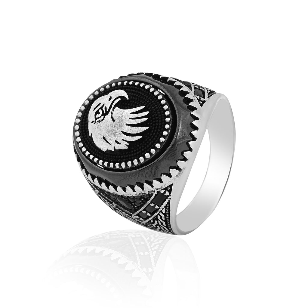Silver Crescent Star Ring