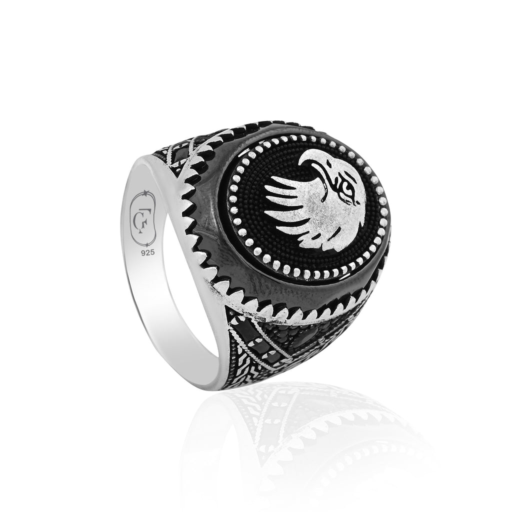 Silver Eagle Emblem Ring - Flâneur Global® | FG | 925 Fine Silver Jewelry & Accessories 