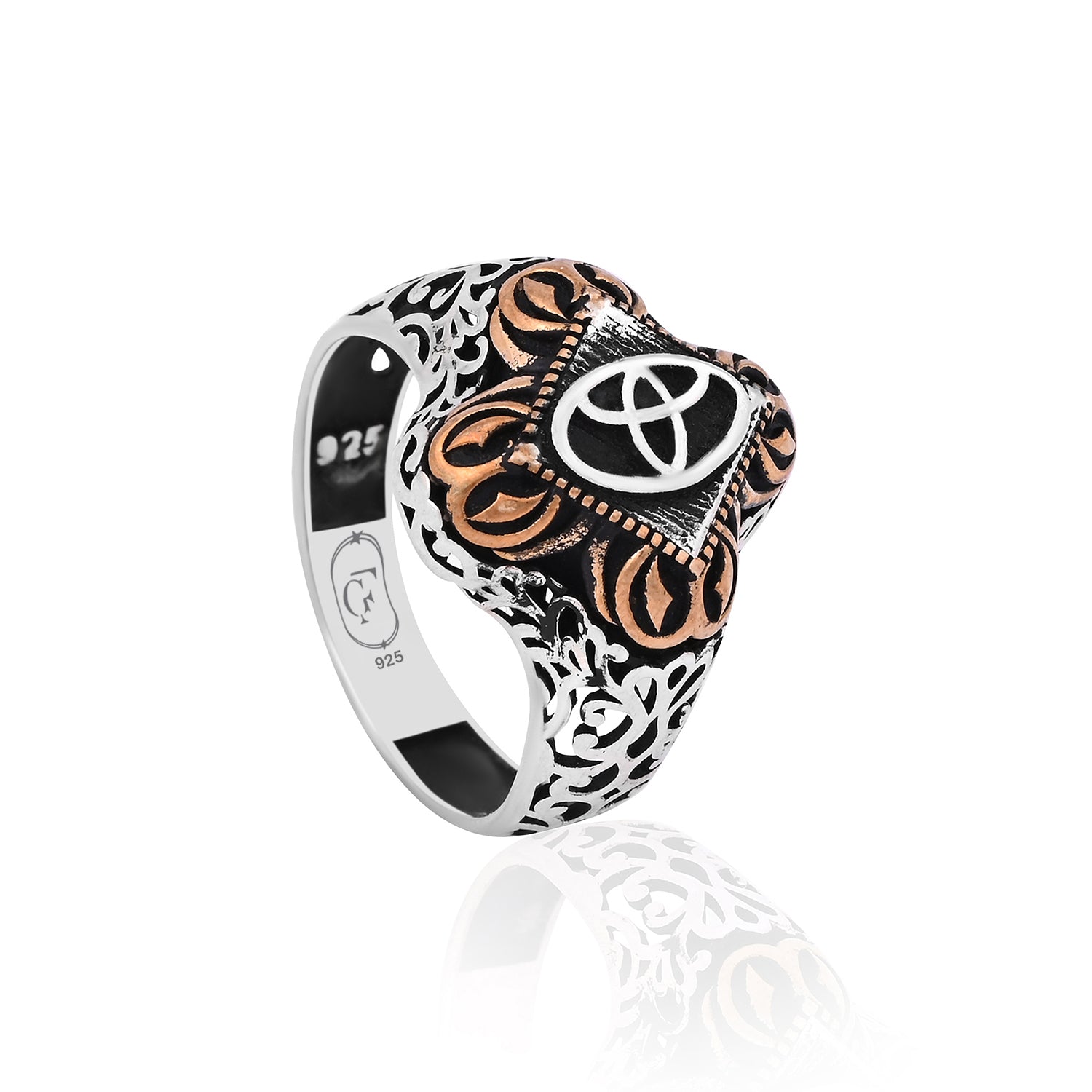 Toyota-Inspired Silver & Gold-Tone Statement Ring
