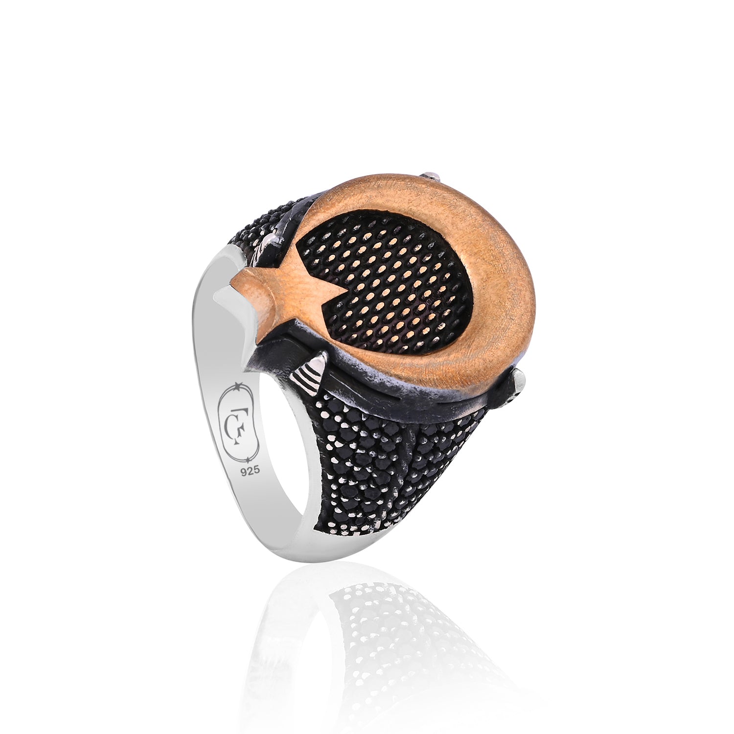 Silver Crescent Star Ring