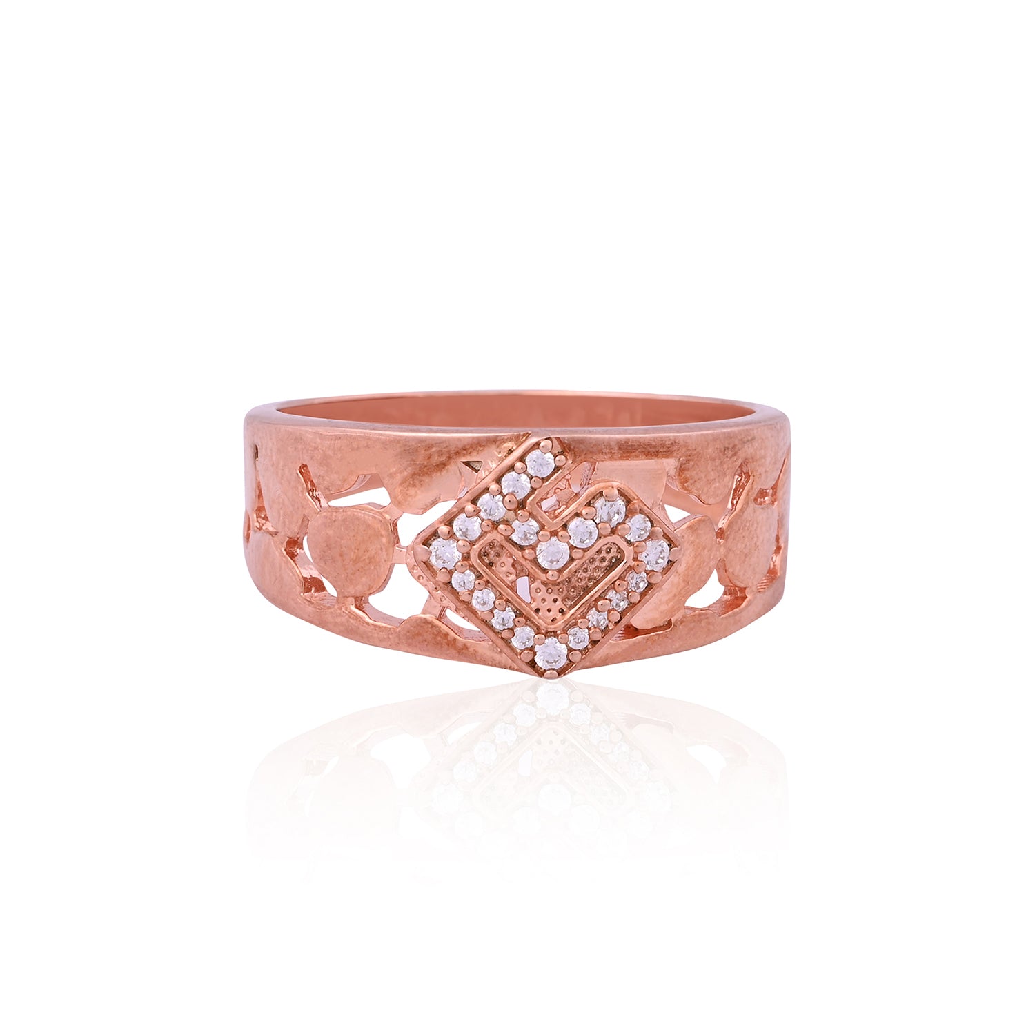 Rose Gold-Tone Cubic Zirconia Statement Ring