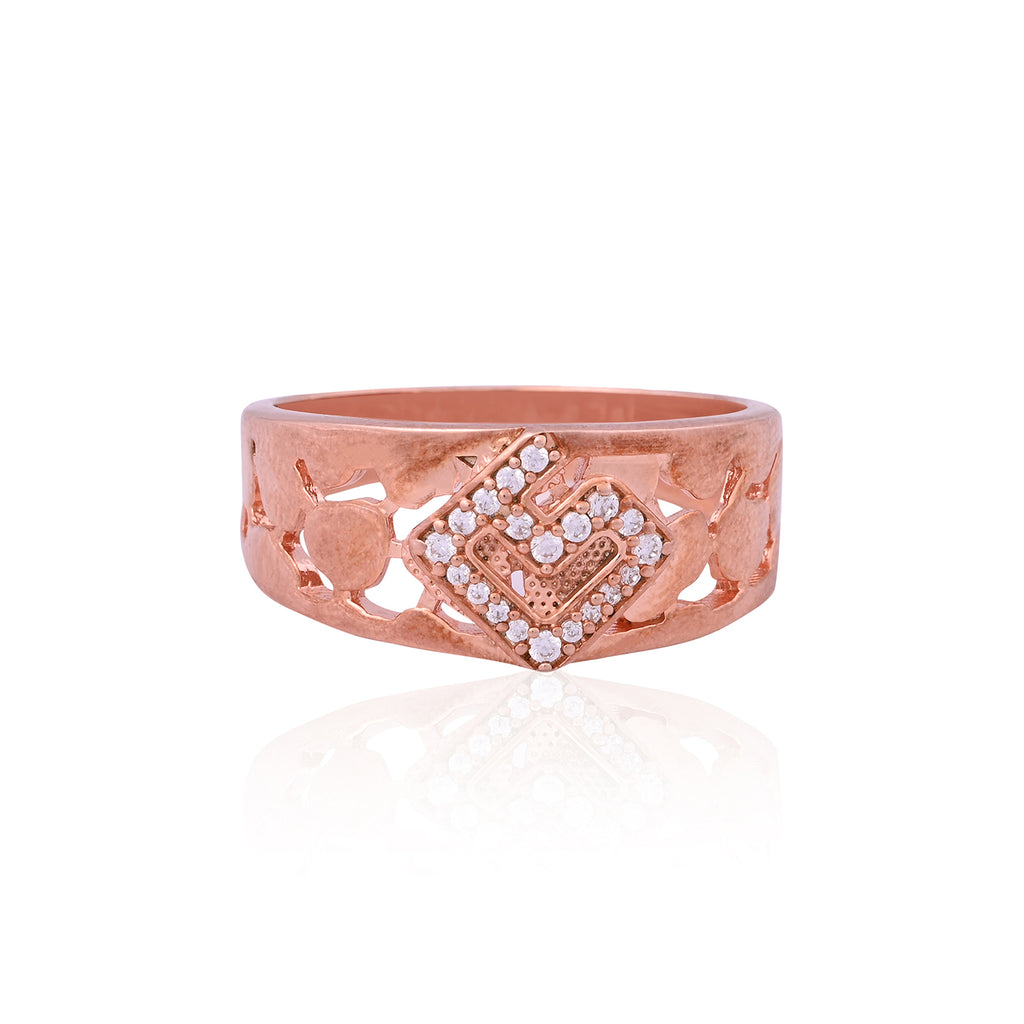 Rose Gold-Tone Cubic Zirconia Statement Ring