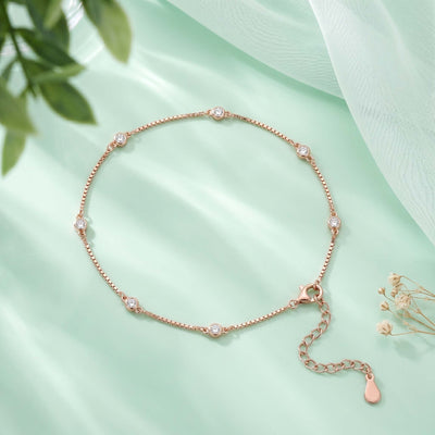 Rosé Scarlet Crystal Wave Anklet