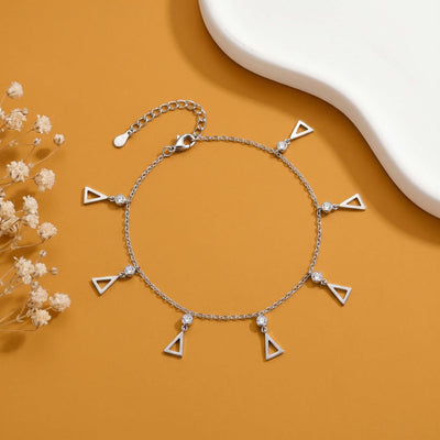 Geometric Triangle Charm Statement Anklet