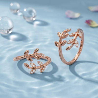 Rose Gold Laurel Leaf Shimmer Toe Rings