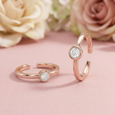 Rose Gold Minimalist Bezel Solitaire Toe Rings