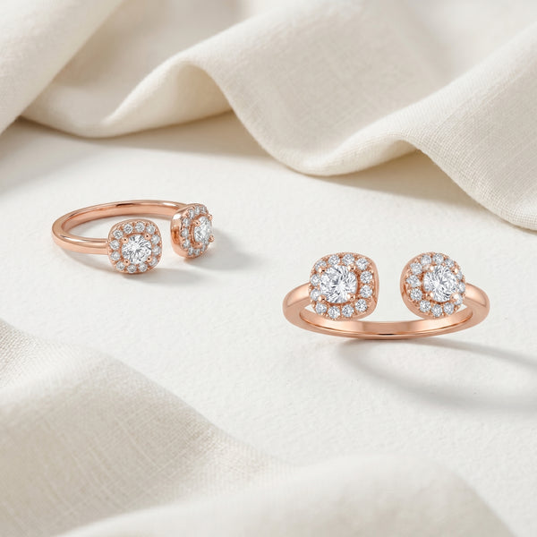 Petal Bloom Rose Gold Solitaire Toe Rings