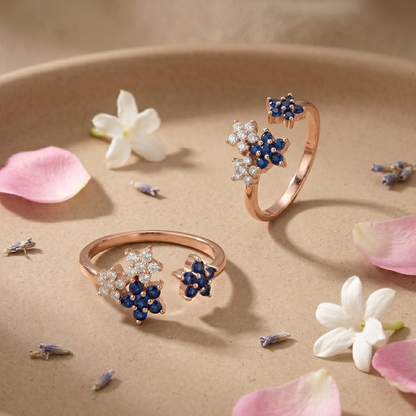 Sapphire & Starlet Rose Gold Bypass Toe Rings