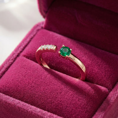 Emerald & Diamond Rose Bypass Toe Rings