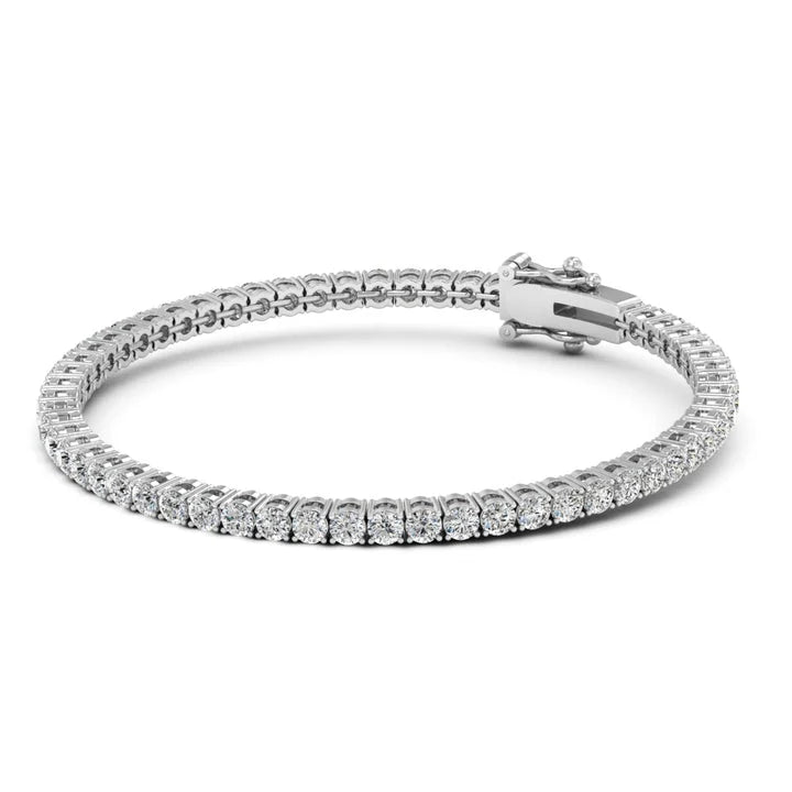 925 Round Cut Four-Prong Tennis Sterling Silver Bracelet