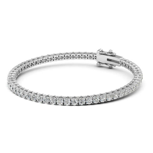 925 Round Cut Four-Prong Tennis Sterling Silver Bracelet