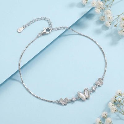 Moonlit Butterfly Pearl Charm Anklet