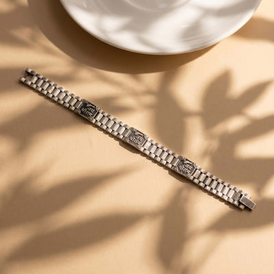 "Jai Shree Ram" Engraved Silver Link Bracelet