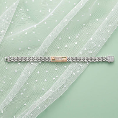 Dual-Tone Pavé Lattice Gents Bracelet
