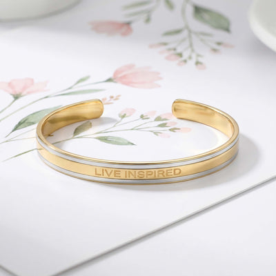 "Live Inspired" Engraved Dual-Tone Cuff