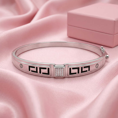 Luxe Enamel Greek Key & Pavé Gents Kada