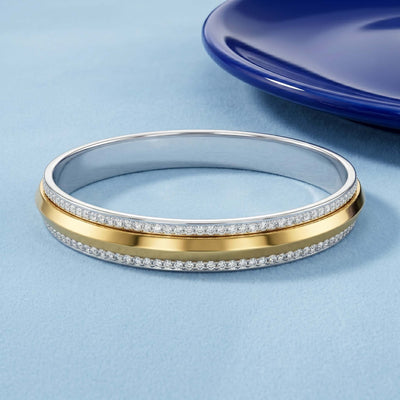Gilded Pavé-Border Dual-Tone Kada