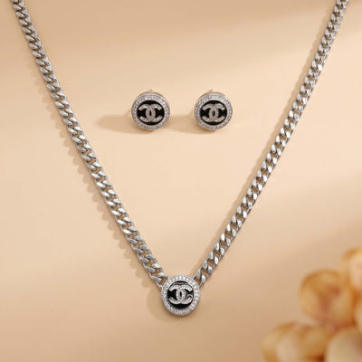 Curb Chain Interlocking CC Necklace Set
