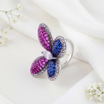 Butterfly Design CZ Statement Ring