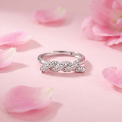 Braided Pave Silver Ring for her