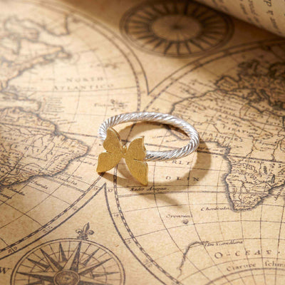 Butterfly Accent Two-Tone Cable Ring for her