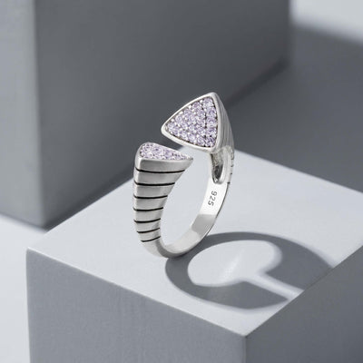 Open Triangle Pave Silver Ring for her