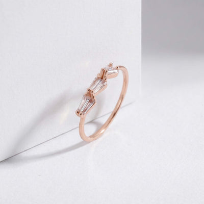 Graduated Baguette CZ Rose Gold Ring for her
