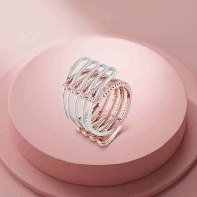 Multi-Row Pave Openwork Two-Tone Ring for her