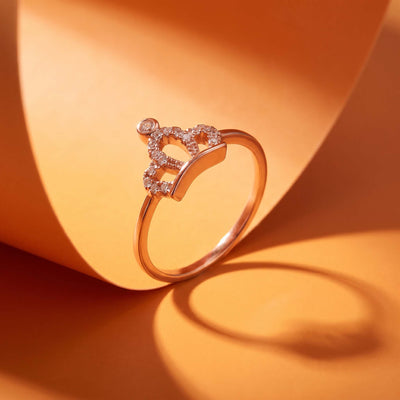 Pave Crown Rose Gold Ring for her