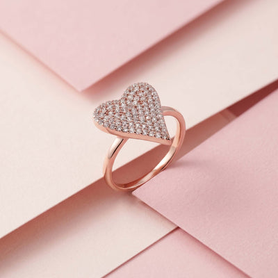 Pave Heart Rose Gold Ring for her