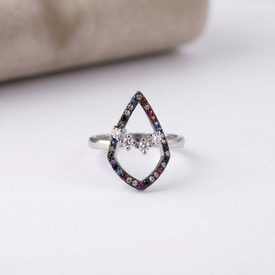Abstract Pave Silver Ring for her