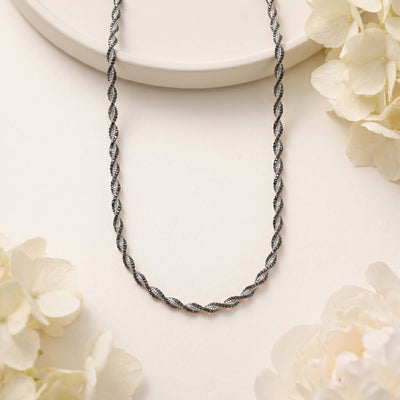 Oxidized Twist Chain for Women Elegant Fine Silver Jewelry