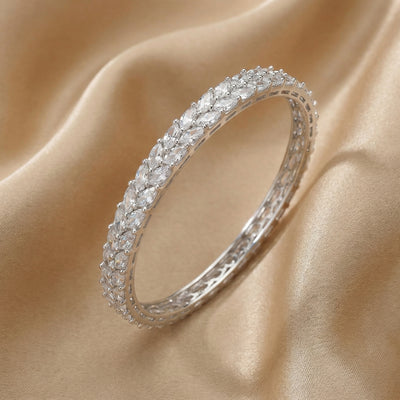 92.5 Sterling Fine Silver All-White Stone Studded Eternity Bangles