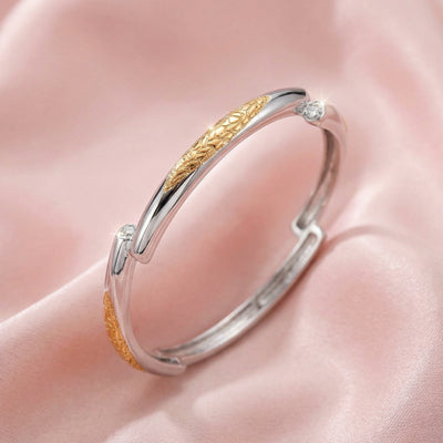 92.5 Sterling Fine Silver Dual-Tone Textured Inner Gallery Bangles