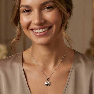 92.5 Fine Silver Seashell Pendant Necklace