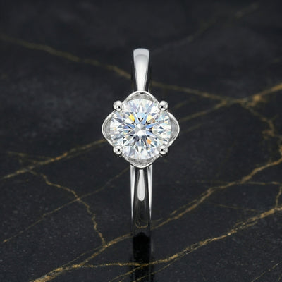 92.5 Fine Silver Classic Brilliant Solitaire Adjustable Ring