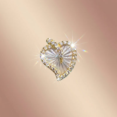 92.5 Fine Silver Gold-Plated Mother of Pearl Heart Stud Earrings