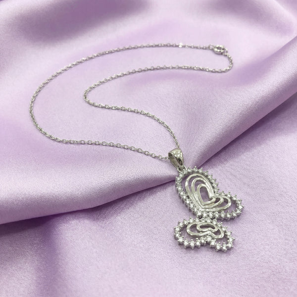 92.5 Fine Silver Sparkling Zirconia Butterfly Filigree Pendant