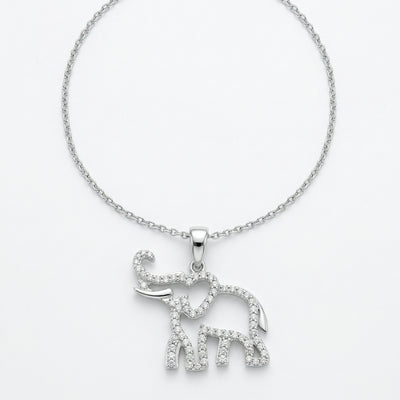 92.5 Fine Silver Sparkling Zirconia Elephant Charm Pendant