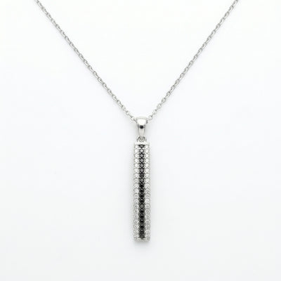 92.5 Fine Silver Dual-Tone Black & White Zirconia Bar Pendant