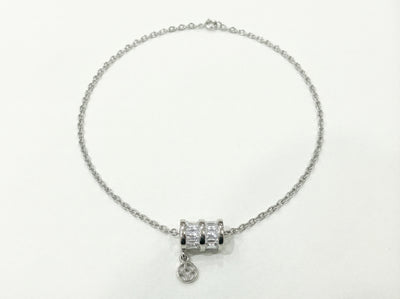 92.5 Fine Silver Sparkling Triple-Band Zirconia Barrel Pendant